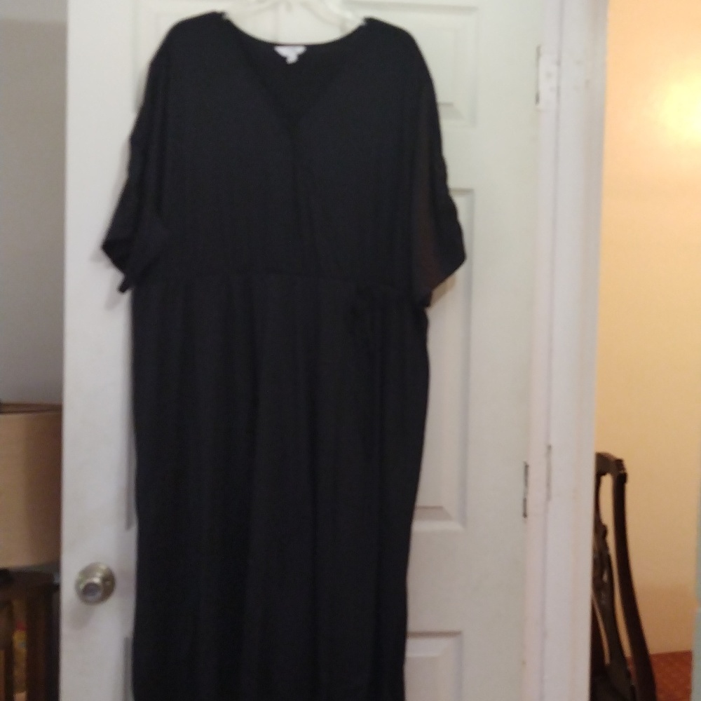 Terra & sky black faux wrap maxi dress size 4x(28-30)